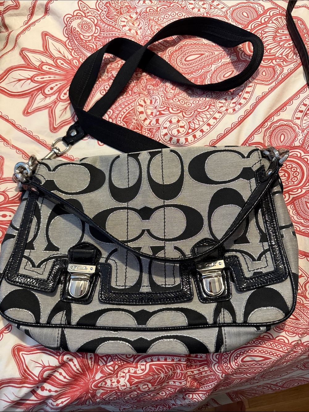 Coach Signature Poppy Flap Shoulder Bag